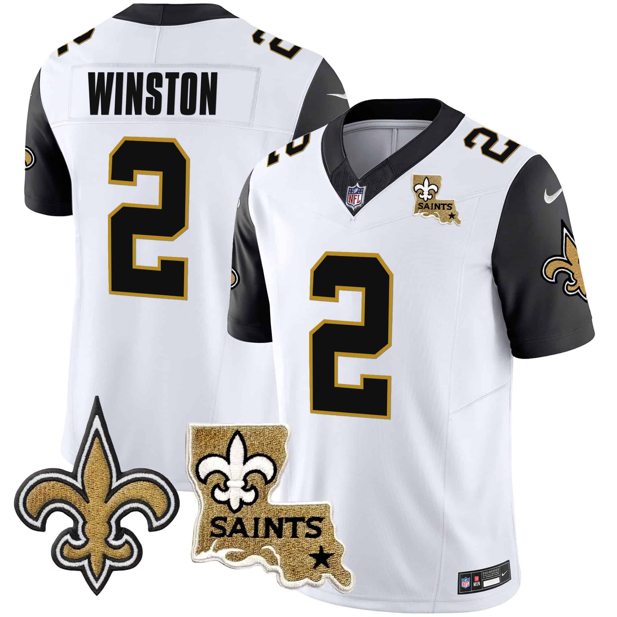 Men New Orleans Saints #2 Winston White 2024 Nike Vapor Limited NFL Jersey style 2